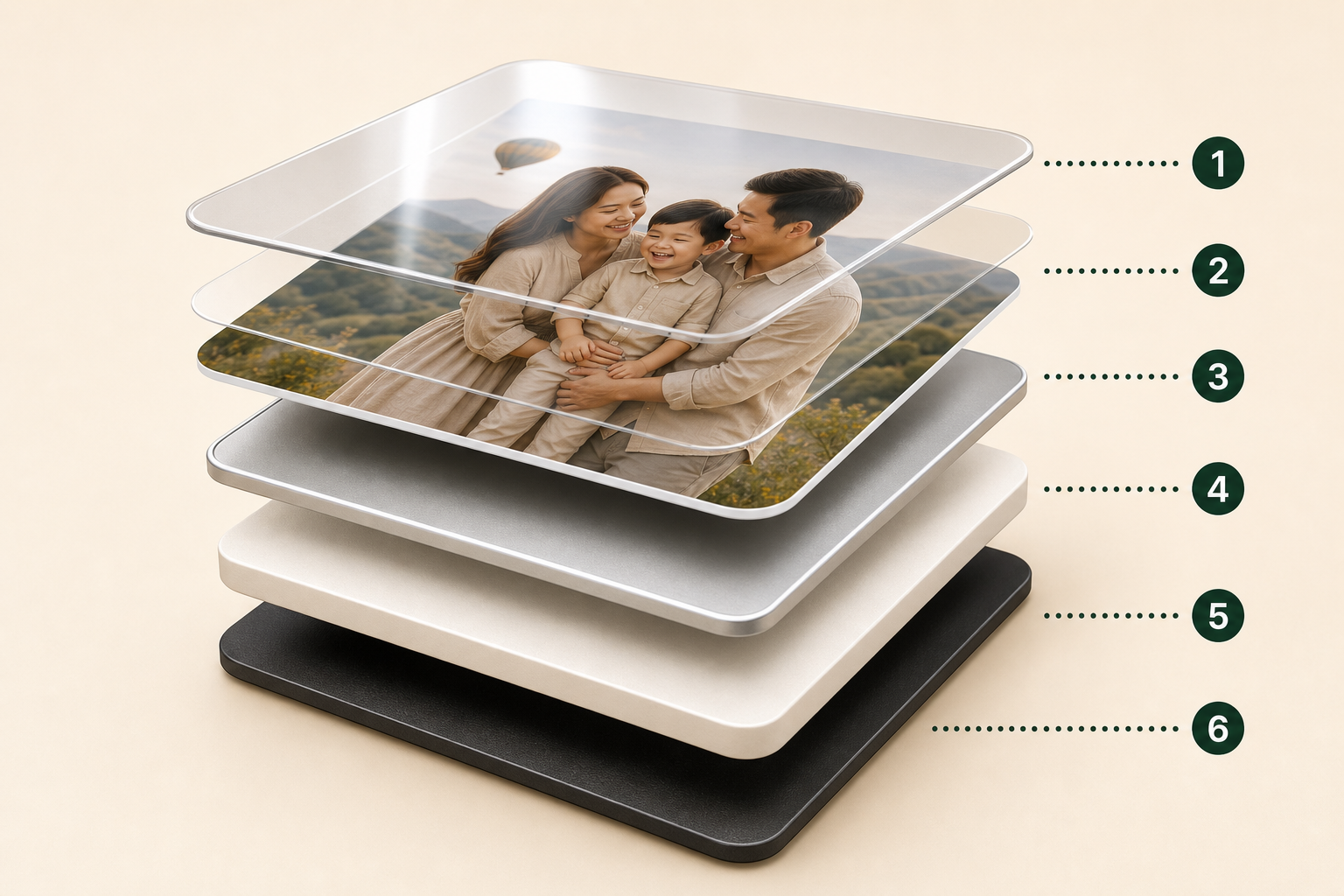 Cấu tạo 6 lớp ảnh nam châm Anacha